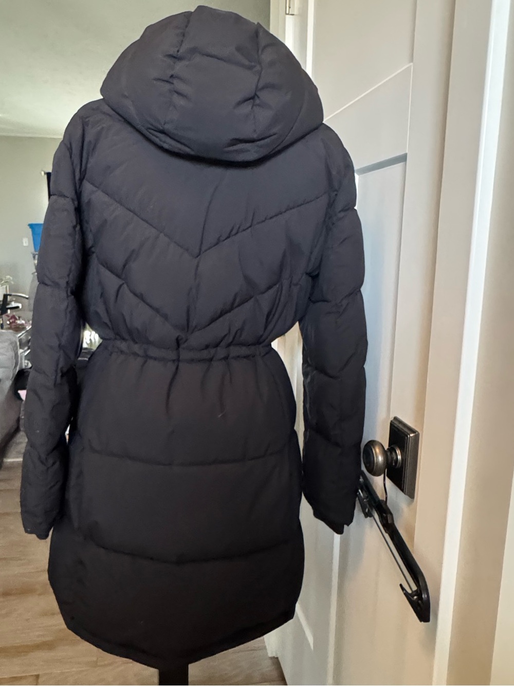 Calvin Klein Women's Black Long Hooded Puffer Coat - Picture 2 of 5